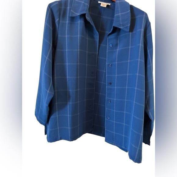 Jessica London size 1X open‎ front blue plaid type shirt - Picture 5 of 12
